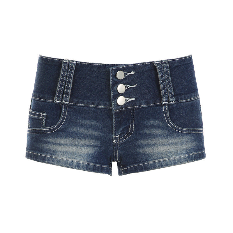 2025 Summer Retro Low Waist Hot Girl Denim Super Short Shorts