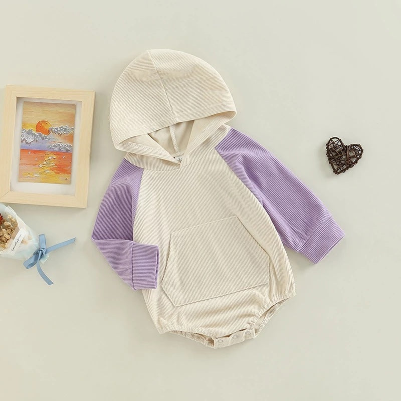 New Infant And Toddler Thin Pit Strip Long-sleeved Hooded Harness Crawling Clothes