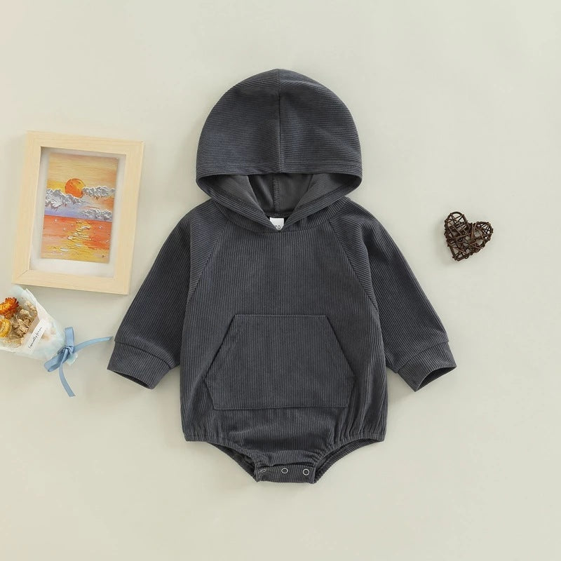 New Infant And Toddler Thin Pit Strip Long-sleeved Hooded Harness Crawling Clothes
