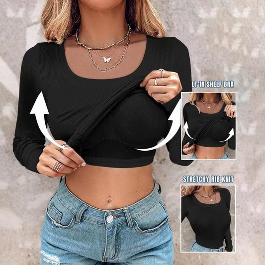 Women's U-shaped Underwear Solid Color Sexy Bottom Wear Long-sleeved Top